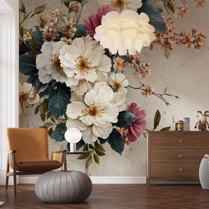 Papier peint floral | Éclat de fleurs délicates