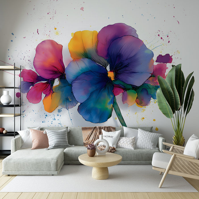 Papier peint floral aquarelle | Éclat de couleurs
