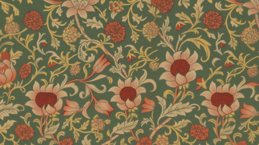 Papier peint floral vintage Motifs floraux sur fond vert