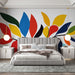 Papier peint mural coloré avec motifs floraux abstraits pour chambre moderne