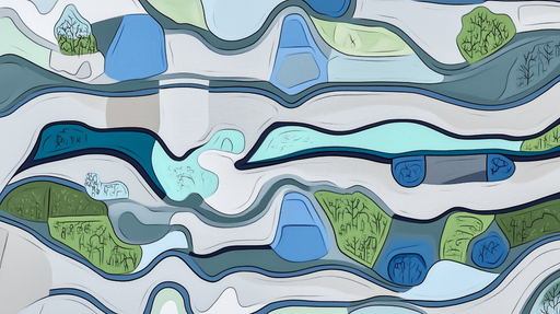 Papier peint abstrait Motifs ondulés bleus et verts