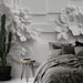 Papier peint mural 3D floral en relief avec cactus pour chambre moderne et élégante