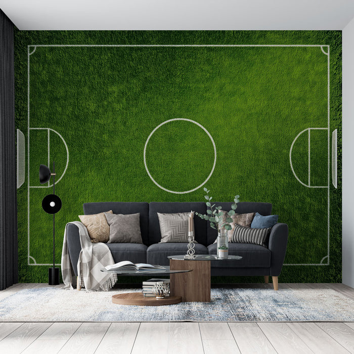 Papier peint terrain de football | Vue aérienne réaliste