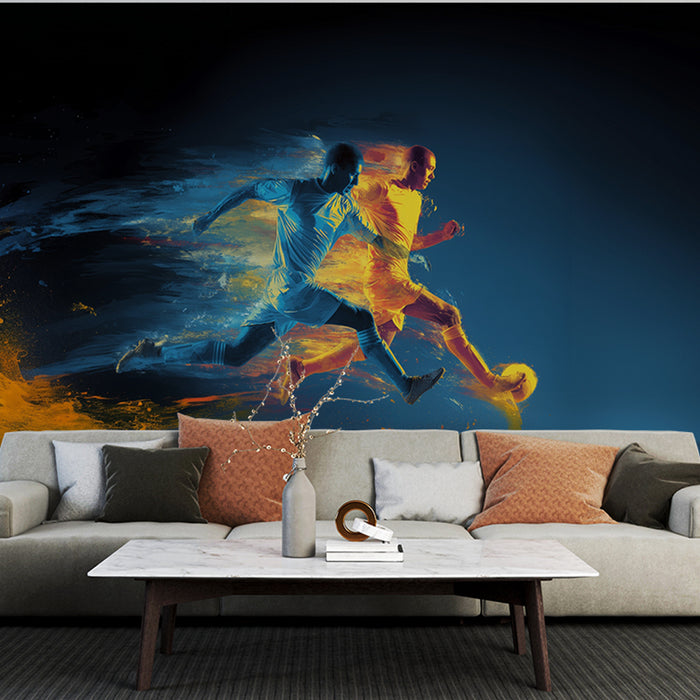 Papier peint sportif | Dynamisme en bleu et orange