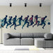 Papier peint moderne avec silhouettes de coureurs pour salon sportif et dynamique