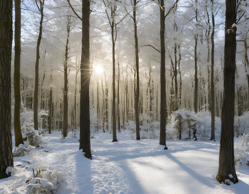 Papier peint forêt enneigée Paysage d'hiver éclatant