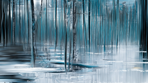 Papier peint paysage hivernal Forêt abstraite en bleu