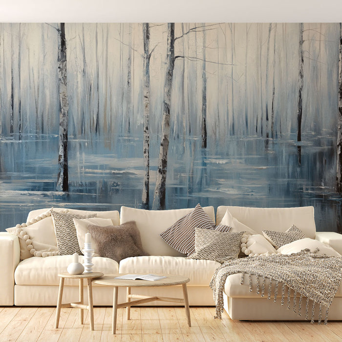 Papier peint forêt givrée | Paysage hivernal