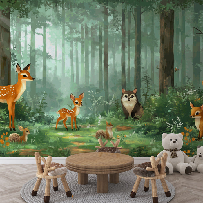 Papier peint forêt enchantée | Animaux de la forêt