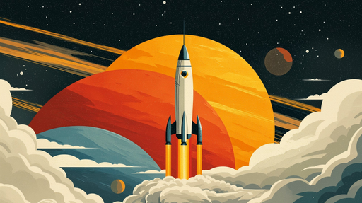 Papier peint fusée Design rétro cosmique