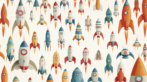 Papier peint fusées Design vintage coloré