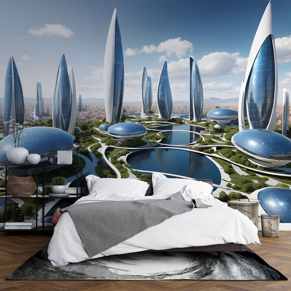 Papier peint futuriste | Architecture de ville de haute technologie ...