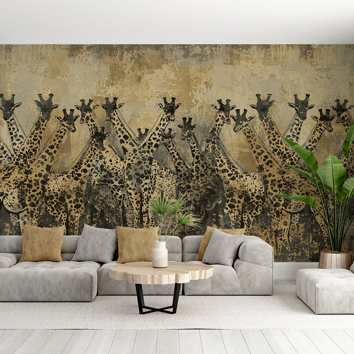 Papier peint girafes | Décor sauvage et artistique