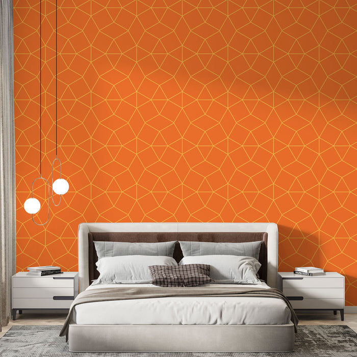 Papier peint géométrique | Motif orange vif et moderne