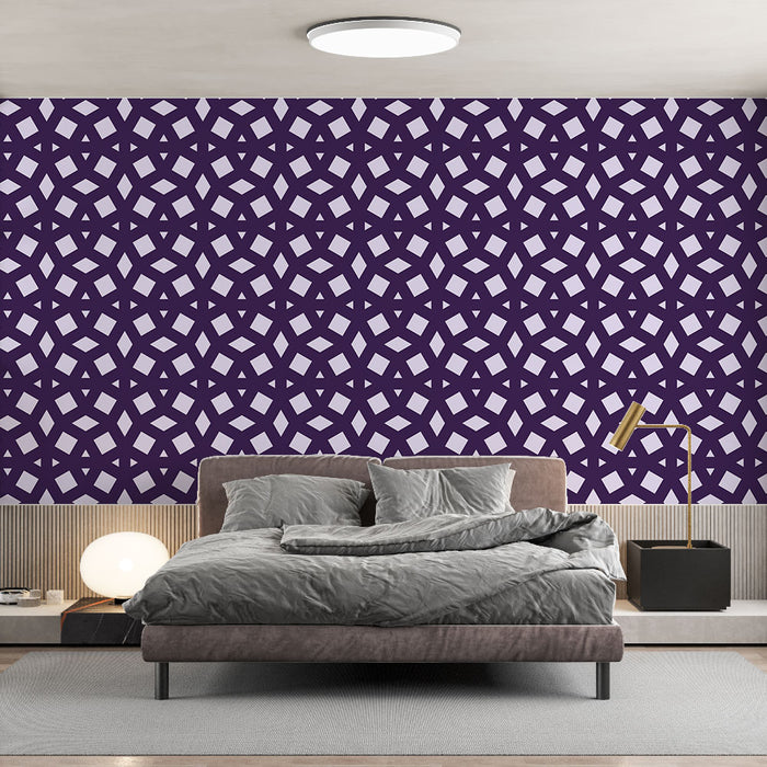 Papier peint géométrique | Motif violet et blanc