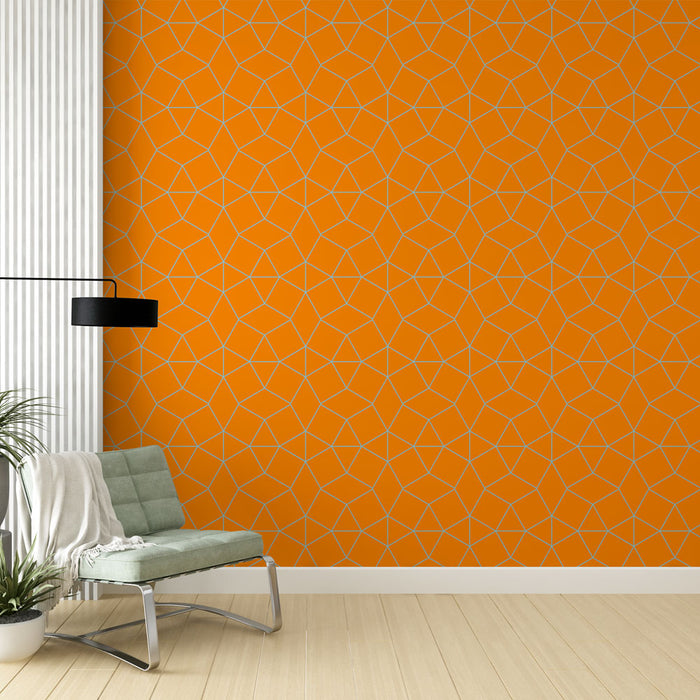 Papier peint géométrique | Design orange vif