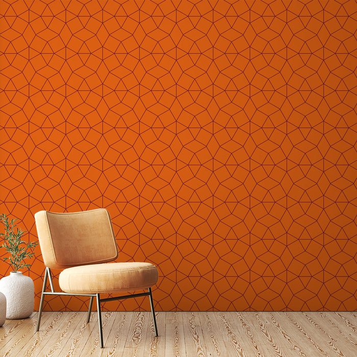 Papier peint géométrique | Motif orange vibrant