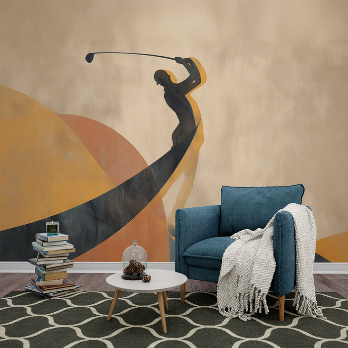 Papier peint silhouette golf | Élan artistique et sportif