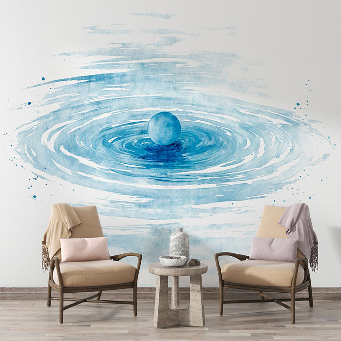 Papier peint aquatique | Effet d'onde bleue