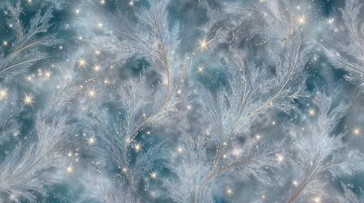 Papier peint féerique Motif étoiles et branches givrées