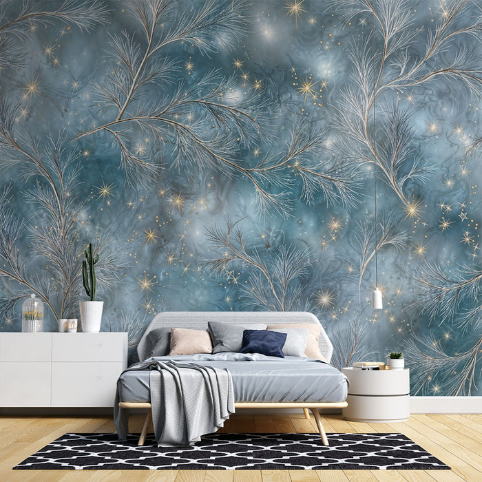 Papier peint floral scintillant | Design éthéré et lumineux
