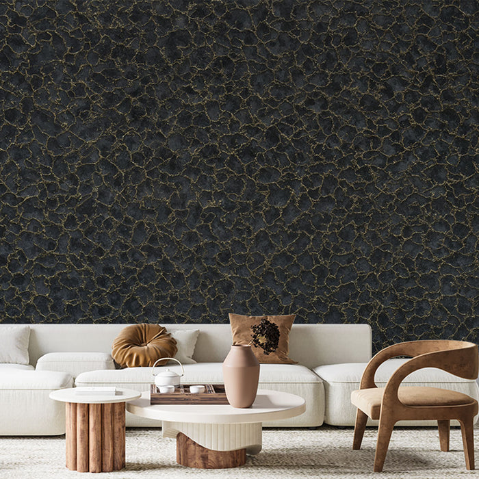 Papier peint marbré | Noir et Or Texturé