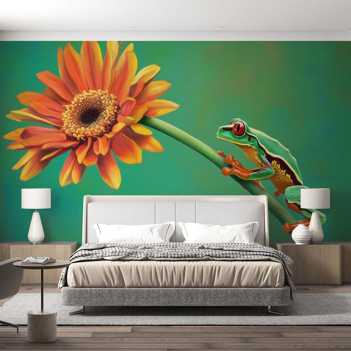 Papier peint grenouille | Art mural vibrant et coloré