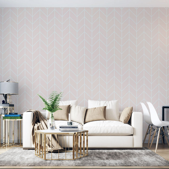 Papier peint chevrons | Motif subtil blanc sur fond pastel