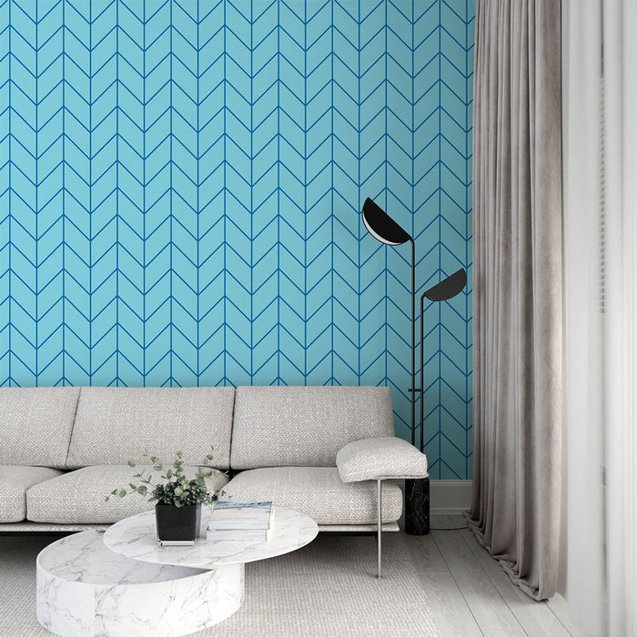 Papier peint chevron | Motif bleu moderne