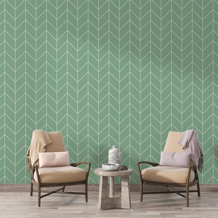 Papier peint chevrons | Design géométrique vert