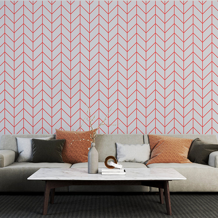 Papier peint chevrons | Rouge et Blanc