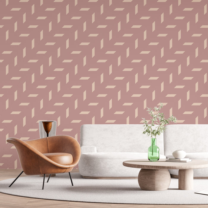 Papier peint géométrique | Design rose et beige