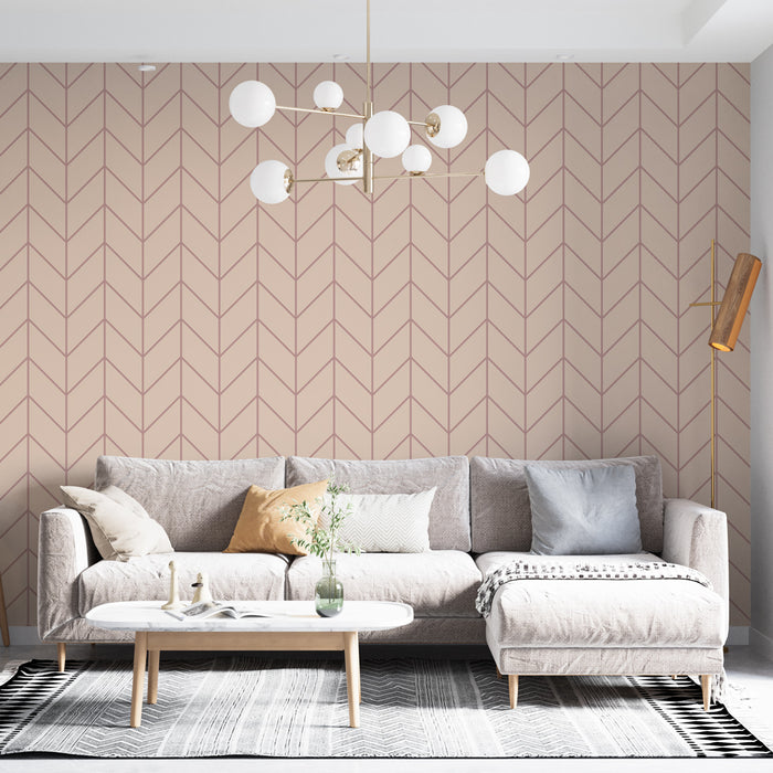 Papier peint chevron | Rose Poudré et Lignes Subtiles