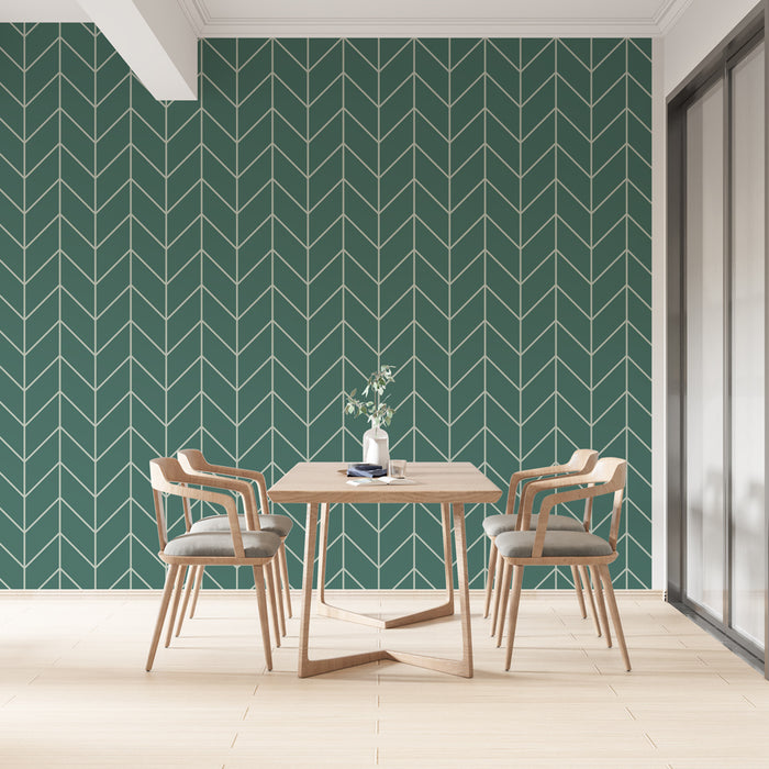 Papier peint chevrons | Design moderne vert et blanc