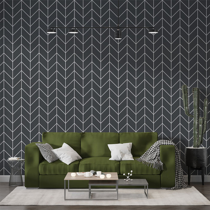 Papier peint chevron | Design Moderne Gris et Blanc