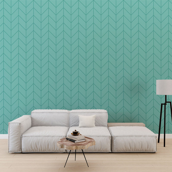 Papier peint motif chevrons | Turquoise