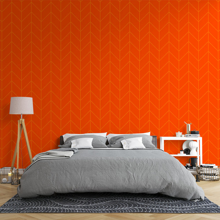 Papier peint à chevrons | Orange vif