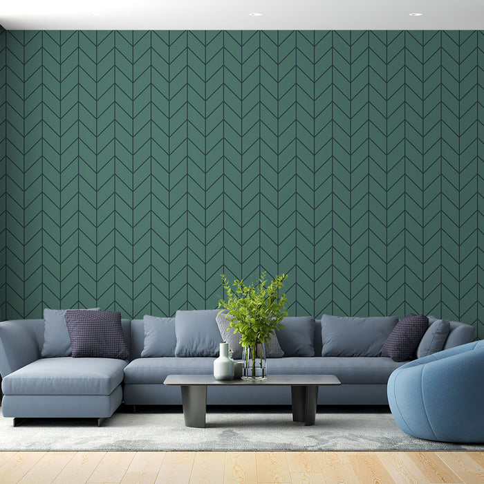 Papier peint chevrons | Motif géométrique vert