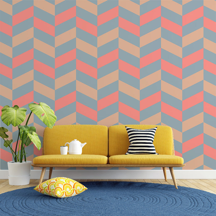 Papier peint chevrons | Motif géométrique pastel