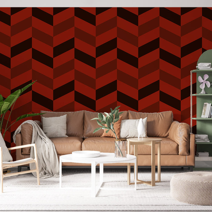 Papier peint chevron | Rouge et Noir