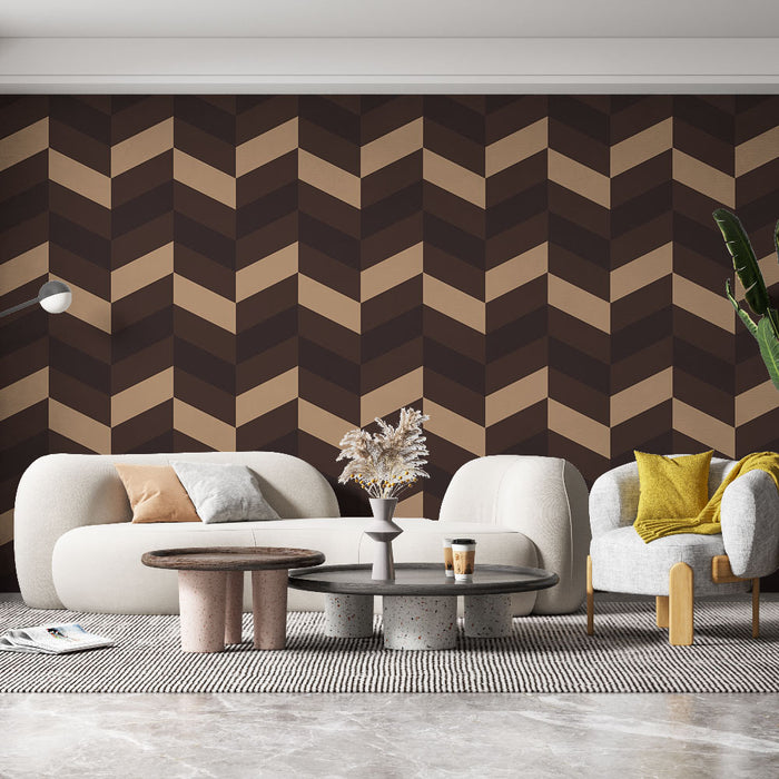 Papier peint chevron | Brun et beige