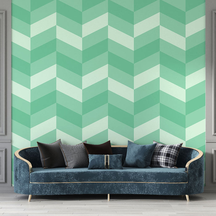 Papier peint chevrons verts | Motif graphique moderne