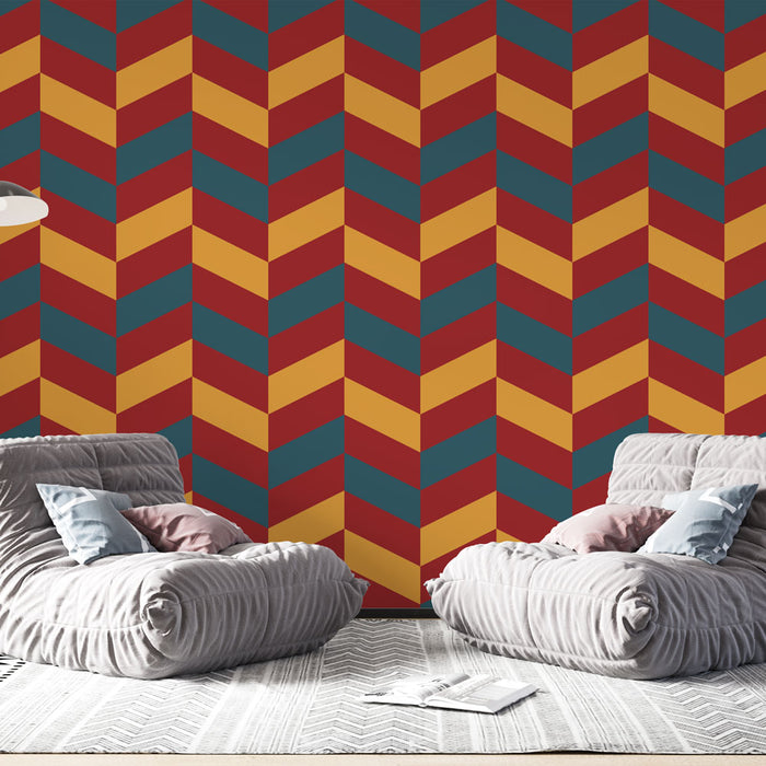 Papier peint chevrons | Motif géométrique coloré