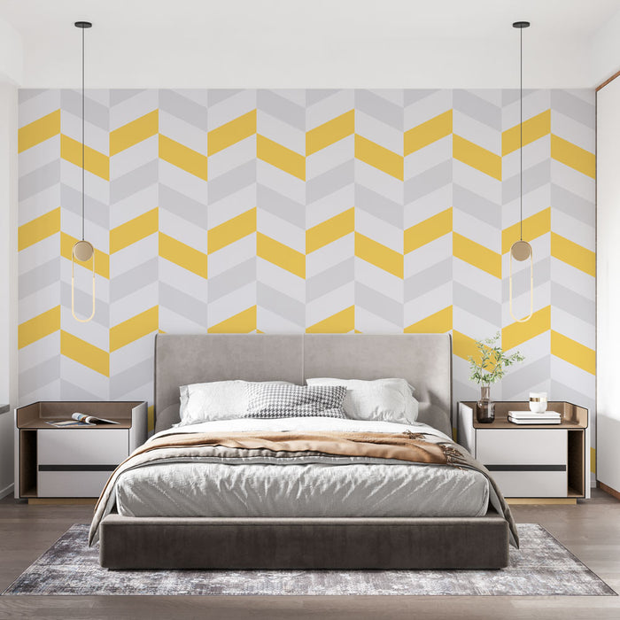 Papier peint chevron | Jaune et Blanc