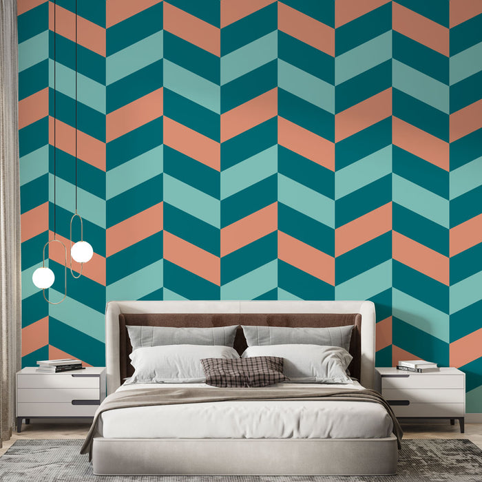 Papier peint chevrons | Motif géométrique coloré