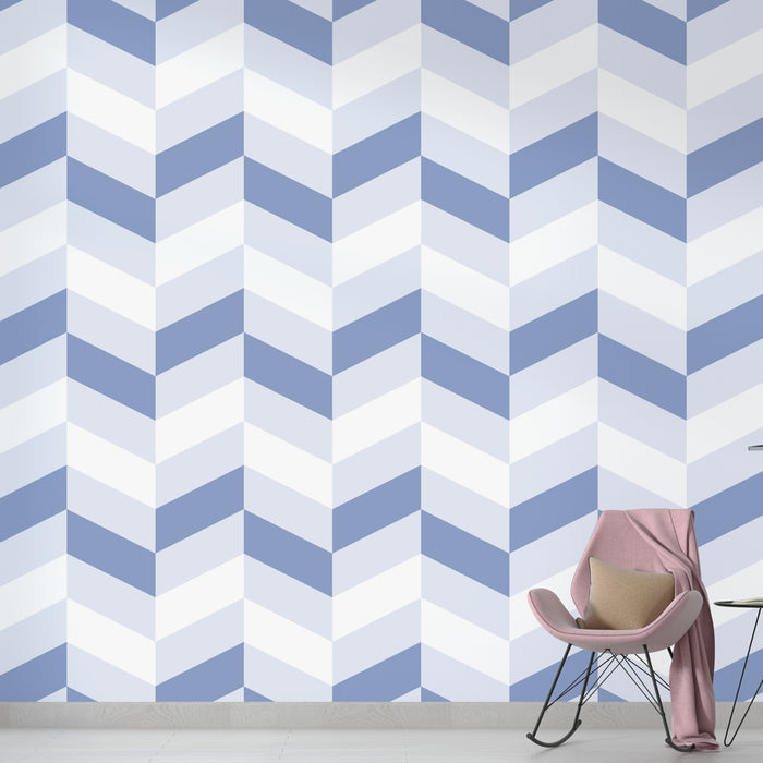 Papier peint chevron | Motif bleu et blanc