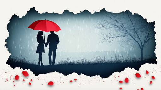 Papier peint romantique Ombres sous parapluie rouge