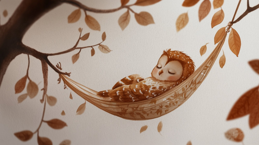 Papier peint hibou Illustration apaisante et automnale