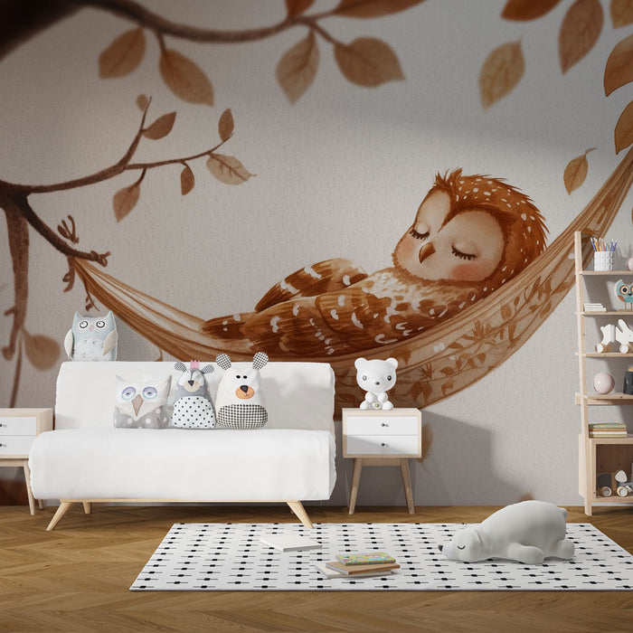 Papier peint hibou | Illustration apaisante et automnale