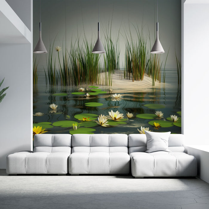 Papier peint nénuphars | Paysage aquatique serein